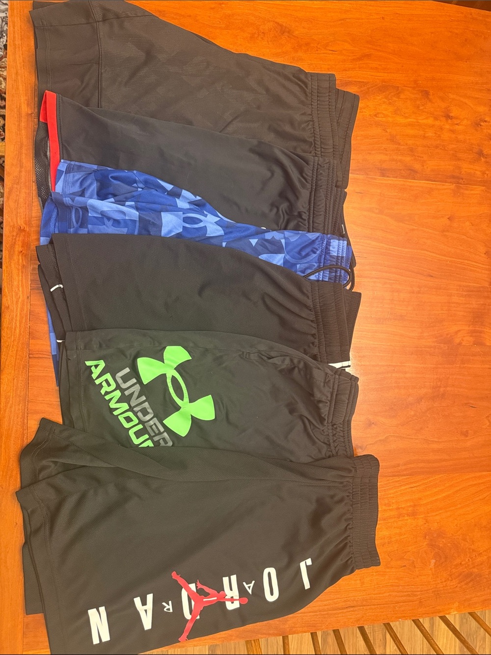Under Armour Nike Black Shorts with Neon Green Logo & Blue Patterned Pair - Kids